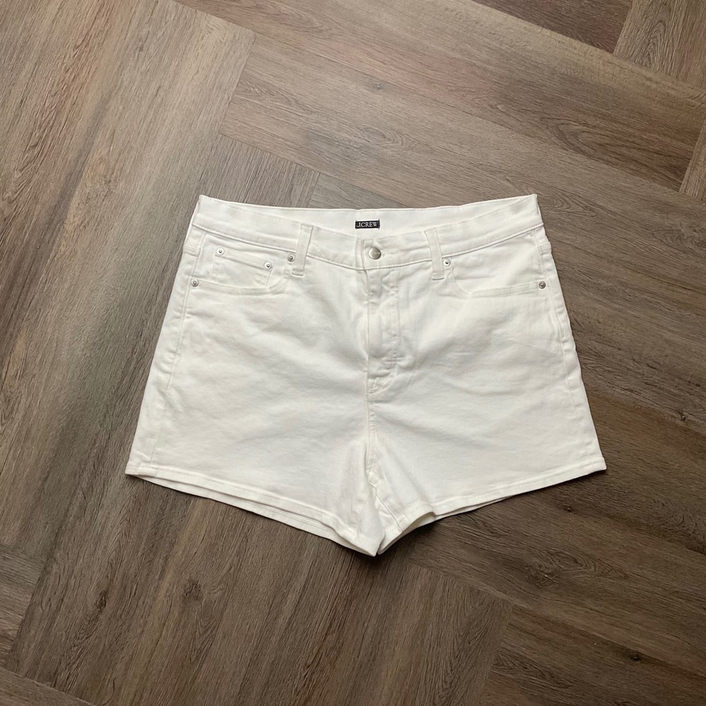 J.Crew High Rise Classic Cotton Denim Jean Shorts Womens 32 White Preppy Boho